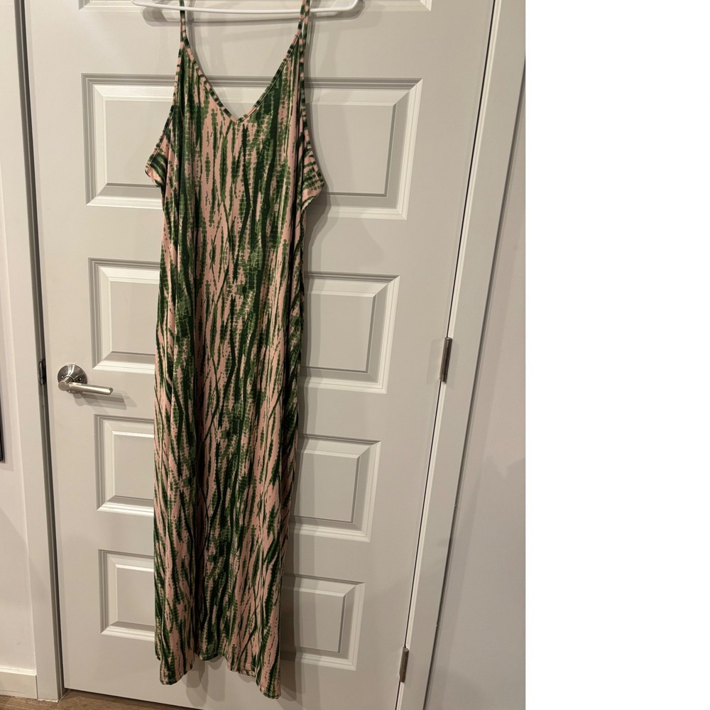 DOUBLJU Pink Green Tie Dye Maxi Dress Womens‎ 3X